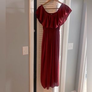 Off The Shoulder Ruffle Maxi Party Dress, L